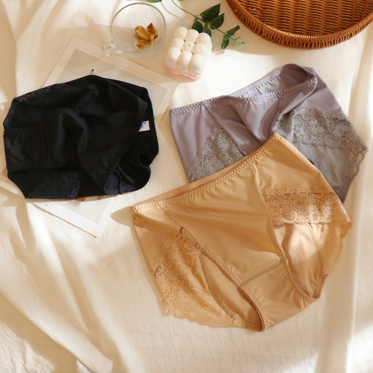 Žensko menstrualno donje rublje, nepropusno tijekom mjesečnice, čipkasti materijal od mliječne svile, plus veličina do 100 kg
