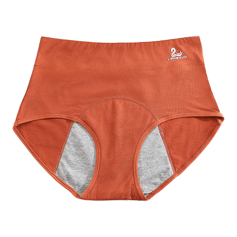 Lenjerie intimă menstruală din bumbac cu talie medie-înaltă, 95% bumbac în țesătură principală, 100% bumbac în căptușeală, model solid