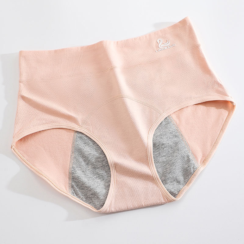 Lenjerie intimă menstruală din bumbac cu talie medie-înaltă, 95% bumbac în țesătură principală, 100% bumbac în căptușeală, model solid