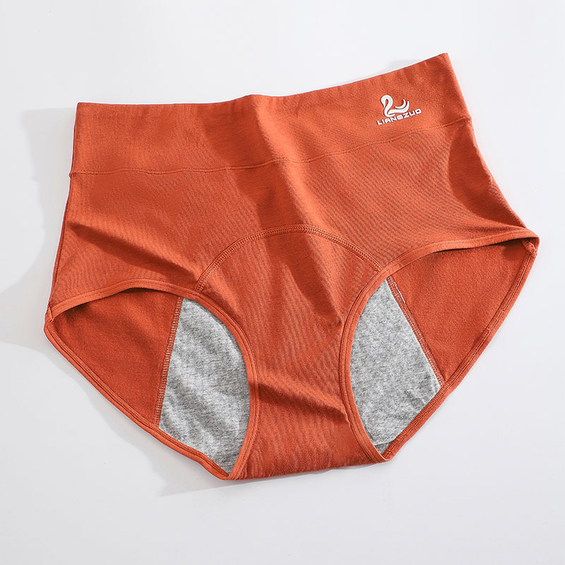 Lenjerie intimă menstruală din bumbac cu talie medie-înaltă, 95% bumbac în țesătură principală, 100% bumbac în căptușeală, model solid