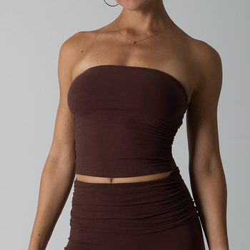 Ženski bandeau top bez naramenica s podstavkom, bezšivni, prozračni wrap dizajn