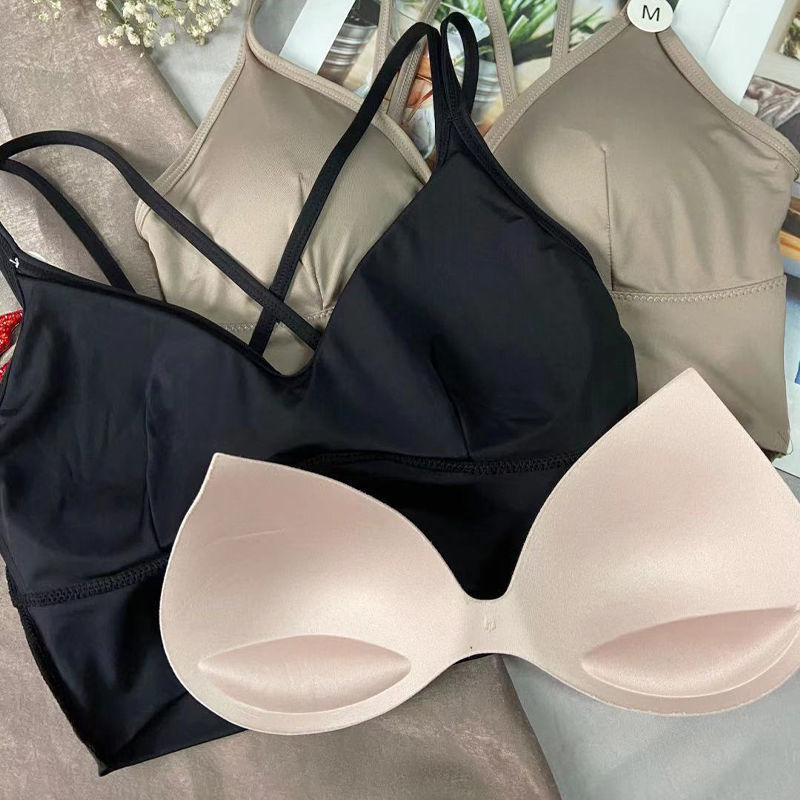 Tube top s prekriženim ramena i lijepim leđima, ženska ljetna donja odjeća, cami (oblik A, odvojive naramenice, PVC tkanina, proljeće 2025)