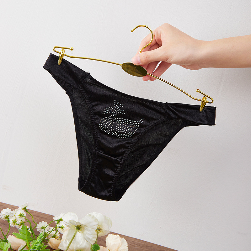 Ženske bikini gaćice s niskim strukom, Skull uzorak, Ice Silk tkanina, 80–90% najlona, podstava za prekrivan 50–70% pamuka, bez vidljivih linija