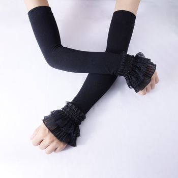 Дамски UV ръкави за слънце – Lace Ice Silk тромбетни дълги ръкави, нейлонова материя