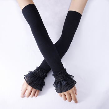 Дамски UV ръкави за слънце – Lace Ice Silk тромбетни дълги ръкави, нейлонова материя