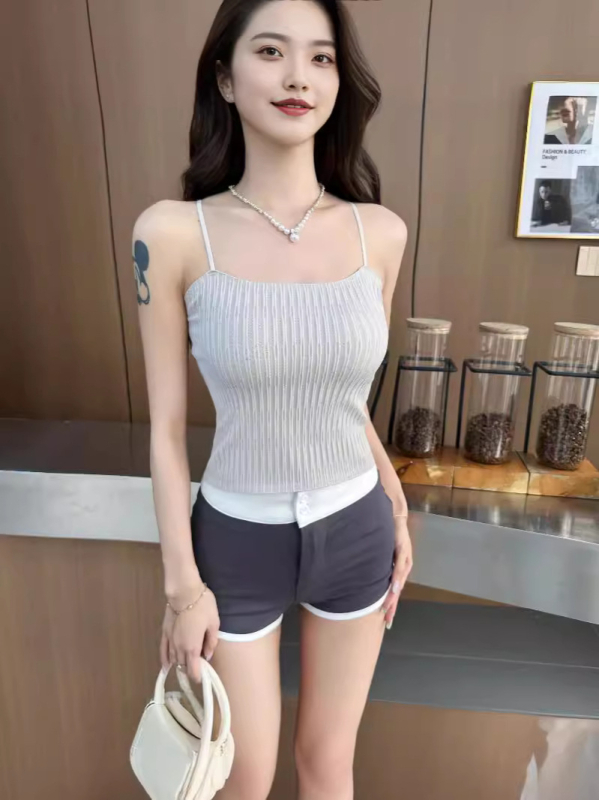 Camisole Tube Top s vezicama - Ice Silk, najlon 80–90% / Spandeks 30–50%, srednja duljina