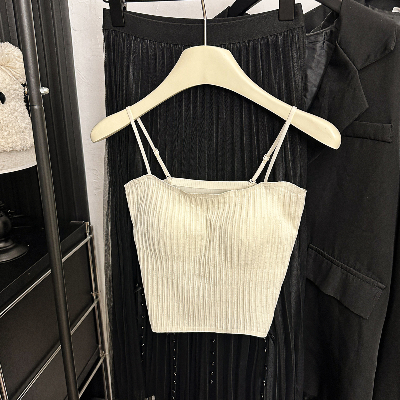 Camisole Tube Top s vezicama - Ice Silk, najlon 80–90% / Spandeks 30–50%, srednja duljina