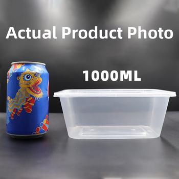 Cutie de prânz de unică folosință, dreptunghiulară, cu capac, din plastic PP, rezistentă la microunde