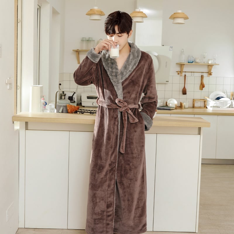 Flanelni kardigan pajama set za jesen i zimu, deblji 251–300 g/m², 100% poliester, V-izrez, dugi rukavi, stil za parove