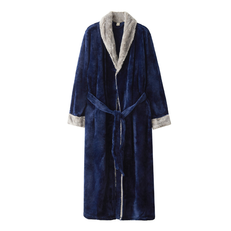 Flanelni kardigan pajama set za jesen i zimu, deblji 251–300 g/m², 100% poliester, V-izrez, dugi rukavi, stil za parove