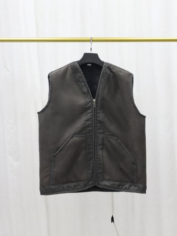 Meeste veluurvest koos V-kaelusega, tõmblukuga, paks materjal, polüester vooder