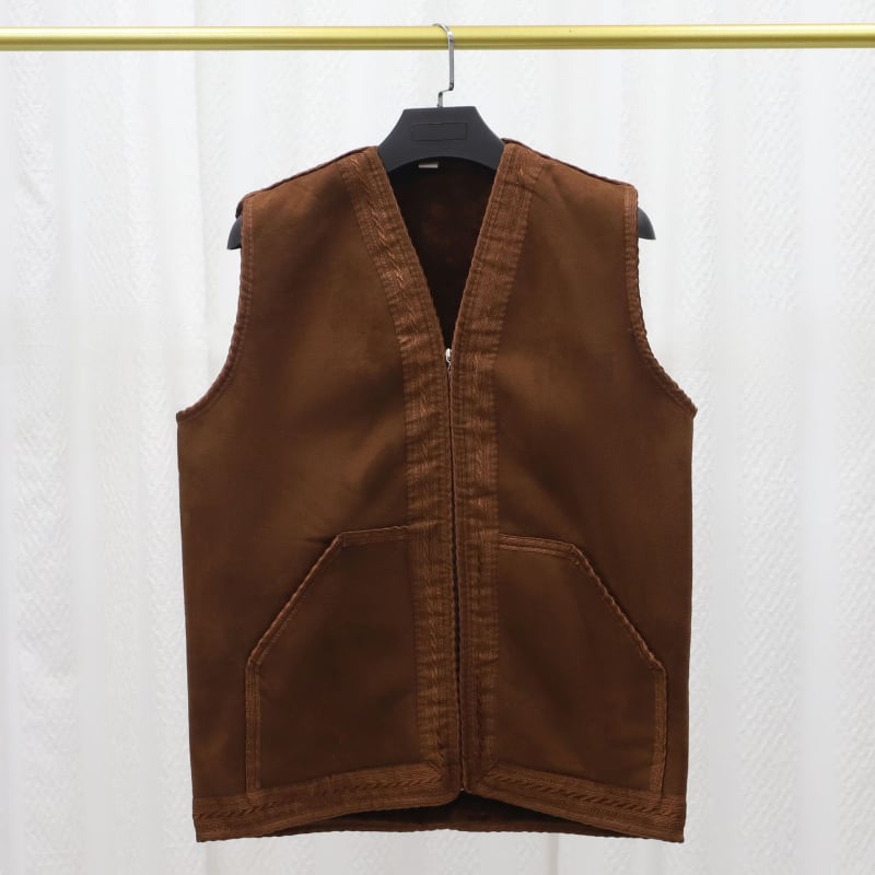 Meeste veluurvest koos V-kaelusega, tõmblukuga, paks materjal, polüester vooder