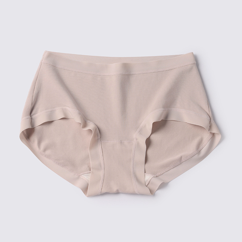 Chiloți de damă din bumbac antibacterieni, fără urme vizibile, căptușeală din mătase de mulberry în zona inghinală, talie medie