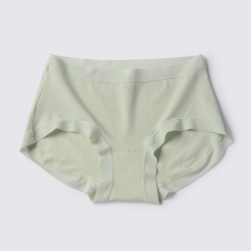Chiloți de damă din bumbac antibacterieni, fără urme vizibile, căptușeală din mătase de mulberry în zona inghinală, talie medie
