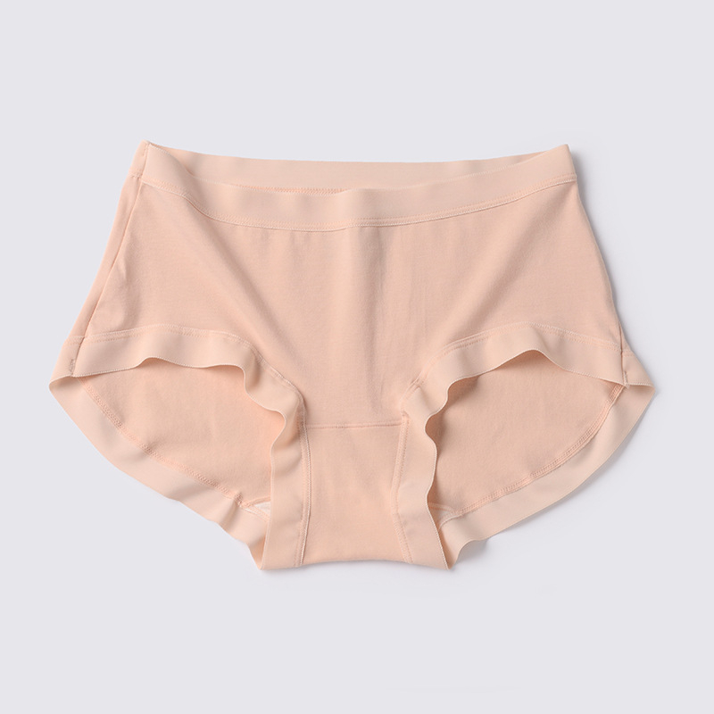 Chiloți de damă din bumbac antibacterieni, fără urme vizibile, căptușeală din mătase de mulberry în zona inghinală, talie medie
