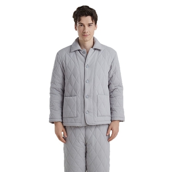 Muški zimski kućni komplet: tri sloja pletiva fleece-a i pamuka; kardigan stil; dugi rukavi; hlače (tri sloja fleece-a i pamuka; kardigan stil; dugi rukavi; hlače)