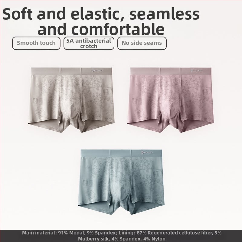 Modalne antibakterijske muške bokserice, prozračne, bez bočnih šavova, srednjeg struka