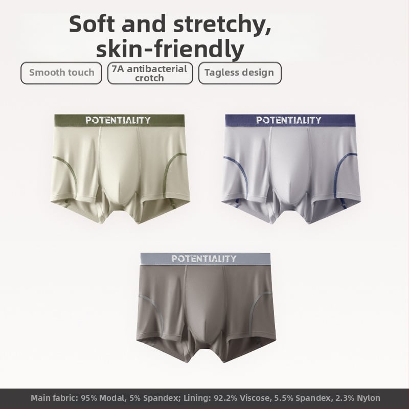 Modalne antibakterijske muške bokserice, prozračne, bez bočnih šavova, srednjeg struka