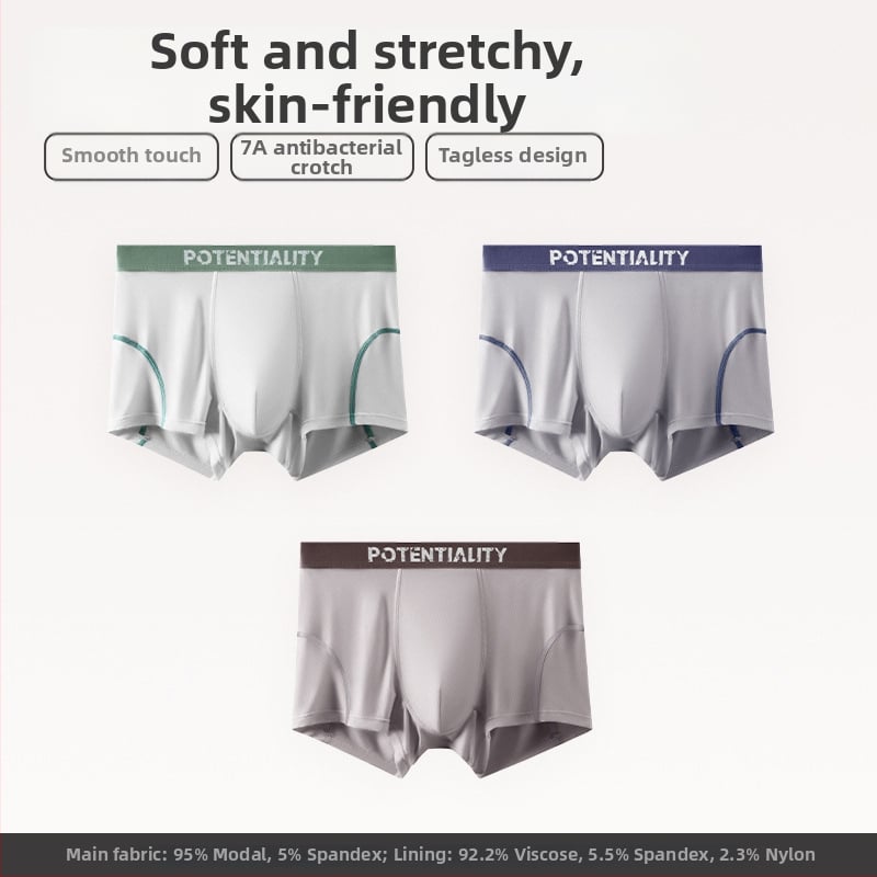 Modalne antibakterijske muške bokserice, prozračne, bez bočnih šavova, srednjeg struka