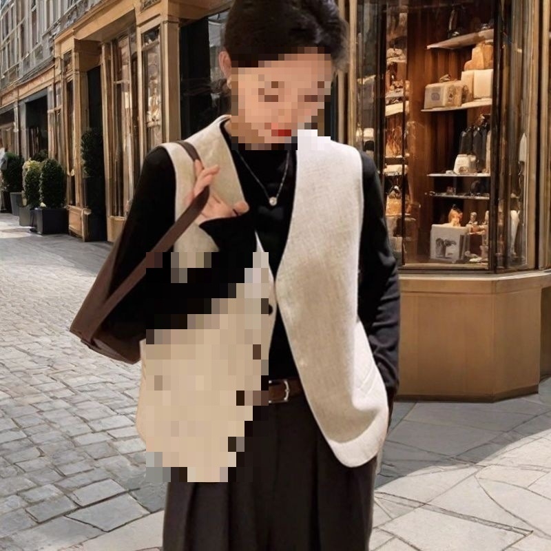 Női ujjatlan mellény francia stílusban, ultra rövid hosszúság (≤40 cm), V-nyakú, rayon anyag gyapjú töltettel, 2025 tavasz