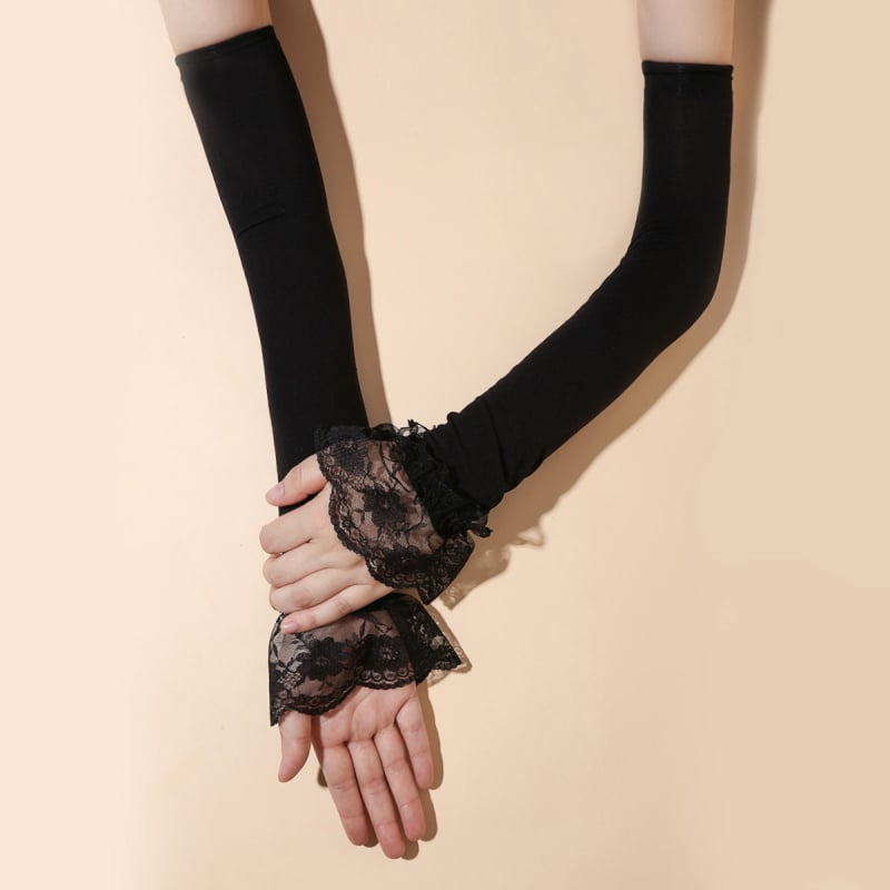 Дамски ръкави с дантела и Ice Silk, слънцезащитна мрежа и камбановиден стил, дишащ нейлон (Материя: нейлон; съдържание на основния материал 51–60%; Сезон: пролет 2025)