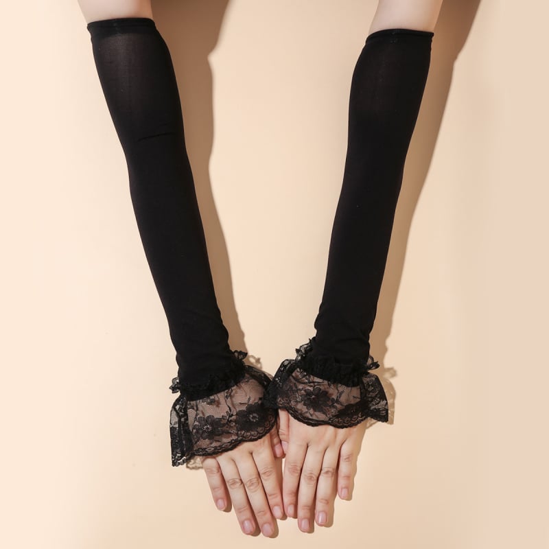 Дамски ръкави с дантела и Ice Silk, слънцезащитна мрежа и камбановиден стил, дишащ нейлон (Материя: нейлон; съдържание на основния материал 51–60%; Сезон: пролет 2025)