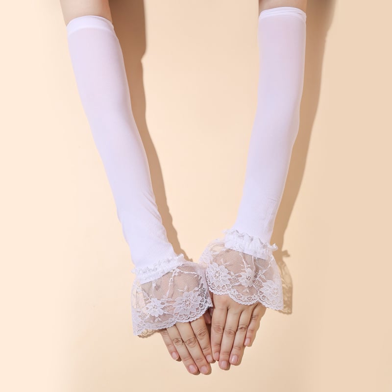 Дамски ръкави с дантела и Ice Silk, слънцезащитна мрежа и камбановиден стил, дишащ нейлон (Материя: нейлон; съдържание на основния материал 51–60%; Сезон: пролет 2025)