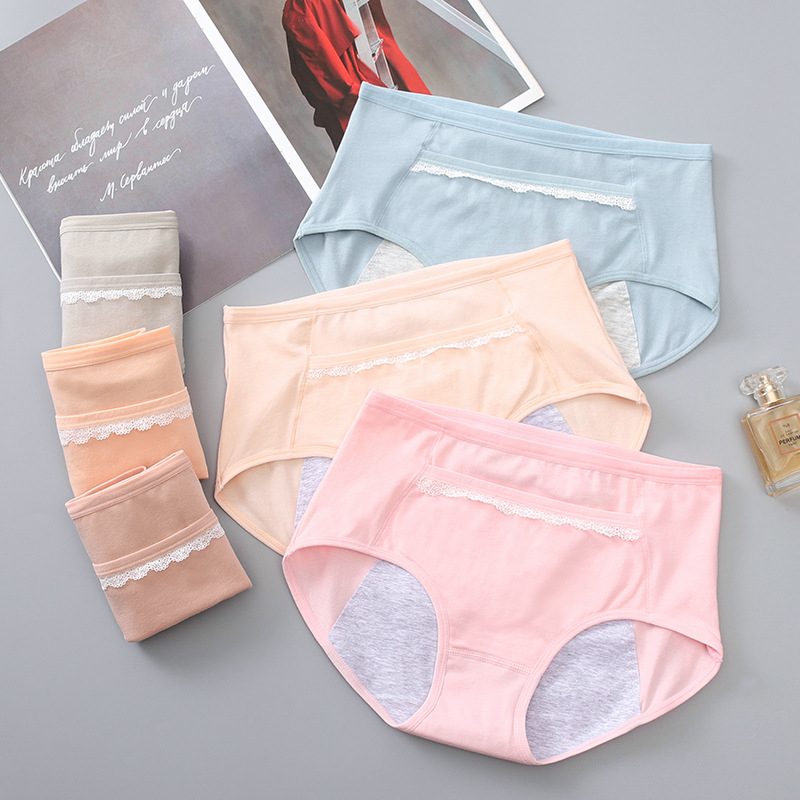 Ženske pamučne gaćice za menstrualno razdoblje, otporne na curenje, srednji pojas