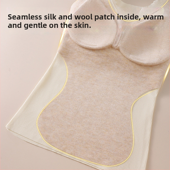 Termalna vesta s umetkom za dojke — kapuljača, bez šavova, V-izrez, jednoslojna, topla, poliester