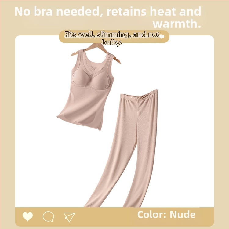 Termalna vesta s umetkom za dojke — kapuljača, bez šavova, V-izrez, jednoslojna, topla, poliester