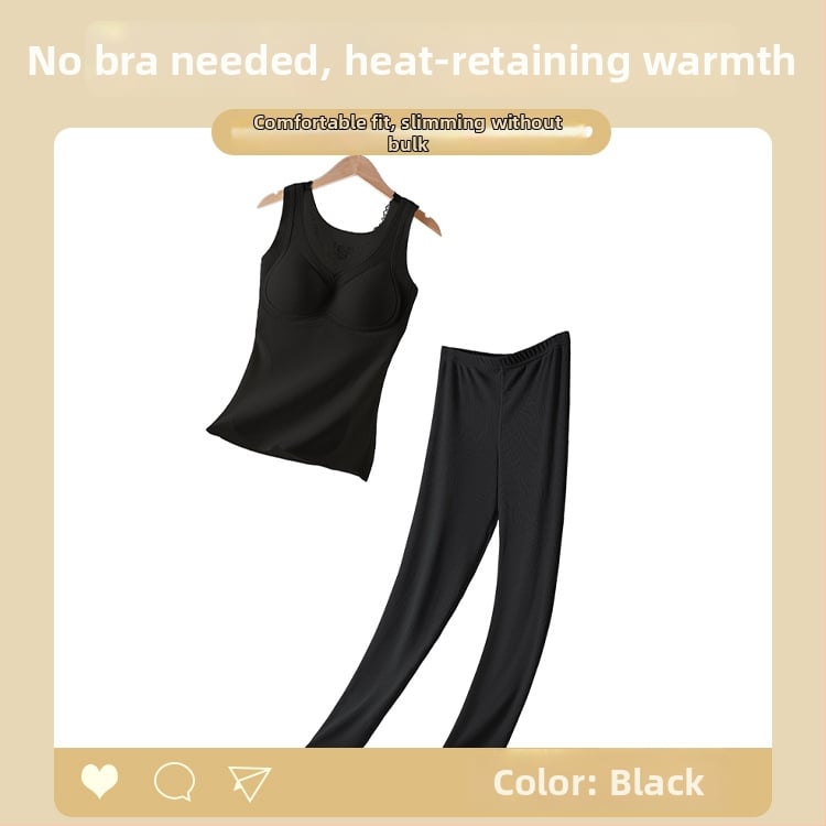 Termalna vesta s umetkom za dojke — kapuljača, bez šavova, V-izrez, jednoslojna, topla, poliester