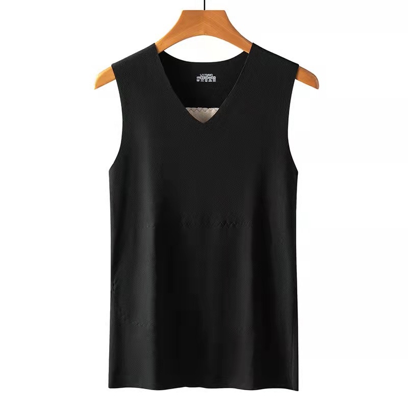 Muška termalna vest s dvostrukim slojem, fleece podstava, poliester, unutrašnji velur, V-izrez, pulover, bez šavova, zaštita struka i leđa