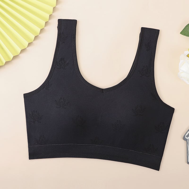 Безжичен бюстгальтер за гръб с памучни формовани чаши и дишаща горна опора