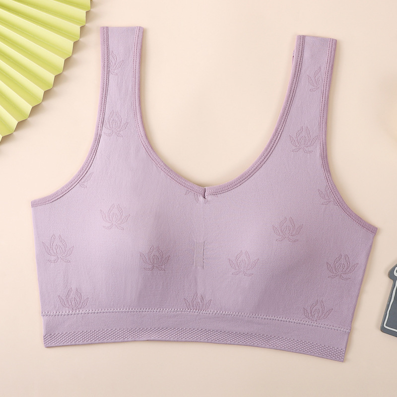 Безжичен бюстгальтер за гръб с памучни формовани чаши и дишаща горна опора