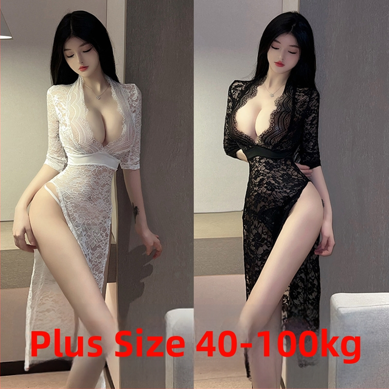 Ženski čipkasti donji veš i prozračni pižama set, poliester, ultra-tanka tkanina 81–100 g/m², pulover stil, 90–95% poliester