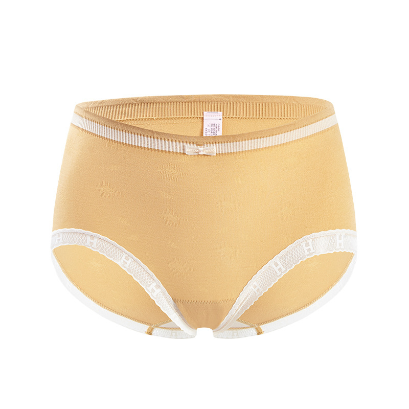 Damske gaćice srednje visoke talije – pamuk, podizanje bokova, prozračne, čipka i mašna