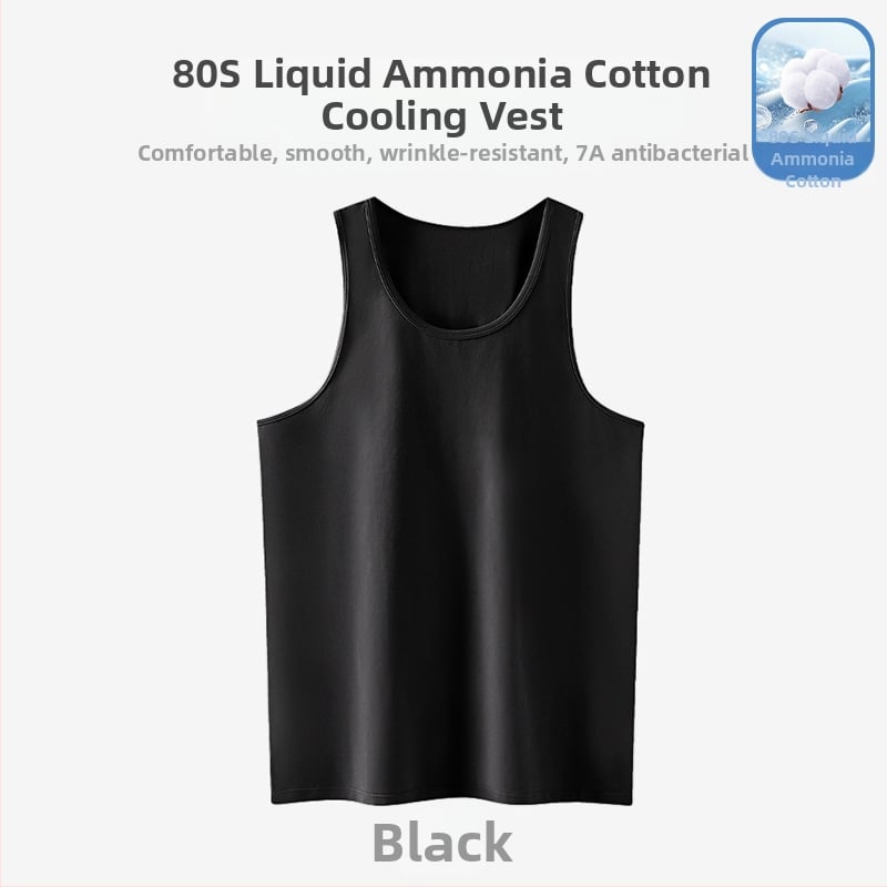 Muška bez rukava vest s širokim ramenima; Pamuk tretiran tekućim amonijakom; 95% pamuk; V-oblik izreza; Duljina do struka