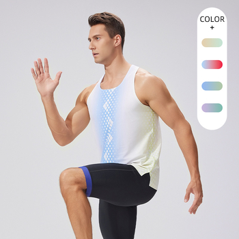 Vyrų be rankovių treniruočių liemenė su spauda — lengva, kvėpuojanti, greitai džiūstanti poliesteris 100%