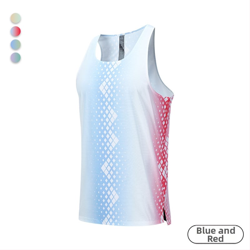 Vyrų be rankovių treniruočių liemenė su spauda — lengva, kvėpuojanti, greitai džiūstanti poliesteris 100%