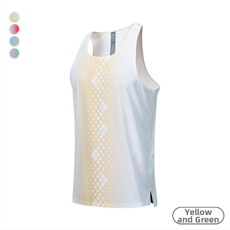 Vyrų be rankovių treniruočių liemenė su spauda — lengva, kvėpuojanti, greitai džiūstanti poliesteris 100%