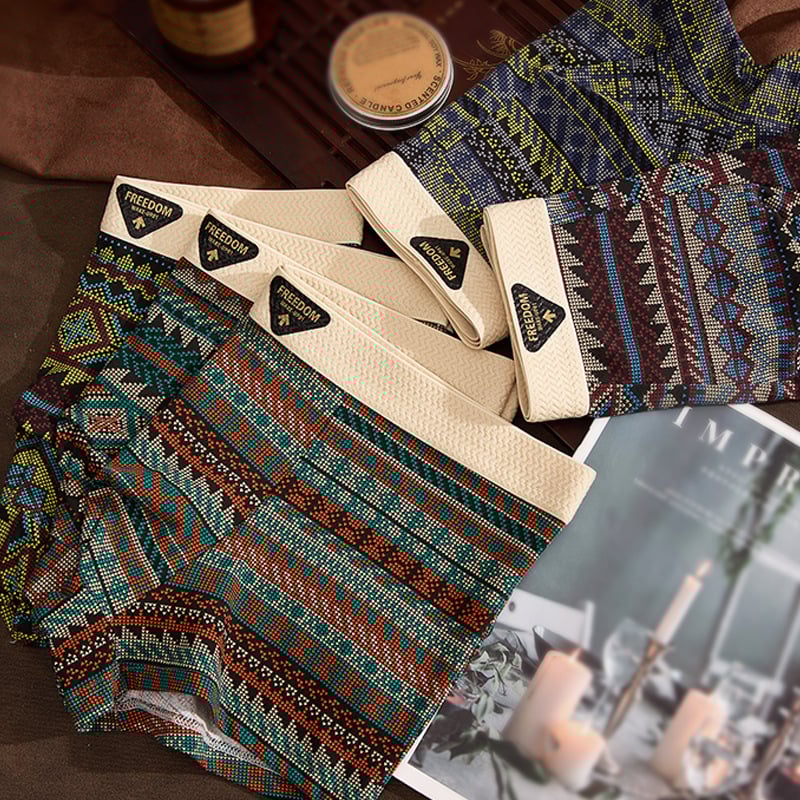 Muške bokserice od pamuka, pleteni, srednja visina struka, prozračne i udobne, uzorci: kamuflaža, raskopani cvjetovi, prijelaz boja