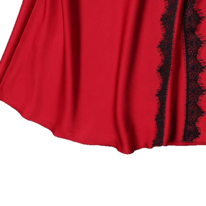 Keresztezett vállú hálóruha, szatén chiffon, vékony anyag, 101–120 g/m², gallér nélküli, ujjatlan