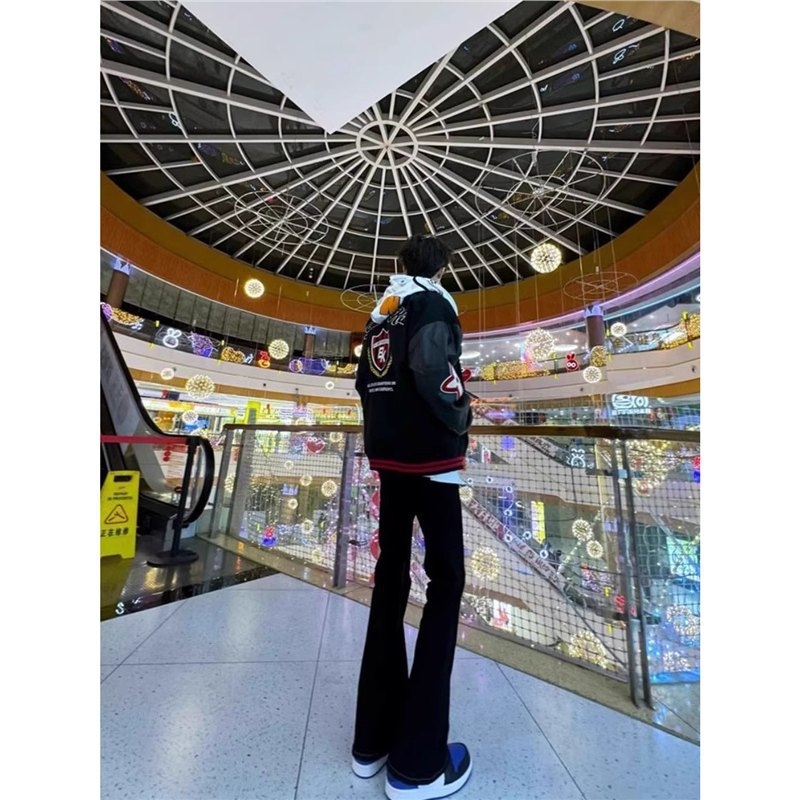 Vīriešu džinsi no denima ar taisnu piegriezumu, zems viduklis, Honkonga stils, ikdienas valkāšanai, bez elastības