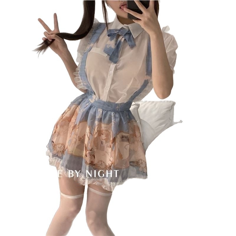 Službena haljina s tiulskom suknjom, Lolita otisak, bez rukava, poliester, PVC glavni materijal, tanka tkanina 121–140 g/m²