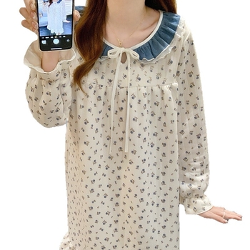 Ženski pidžama set, 100% poliester, dugi rukavi, ovratnik Peter Pan, 251–300 g/m², može se nositi izvana