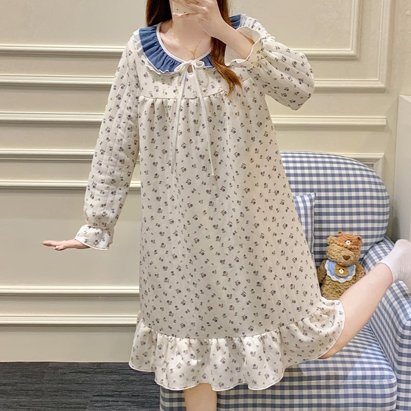 Ženski pidžama set, 100% poliester, dugi rukavi, ovratnik Peter Pan, 251–300 g/m², može se nositi izvana