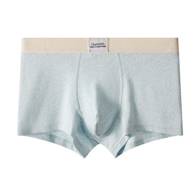 Muške pamučne bokserice s srednjom struku, prozračne, jednobojni uzorak