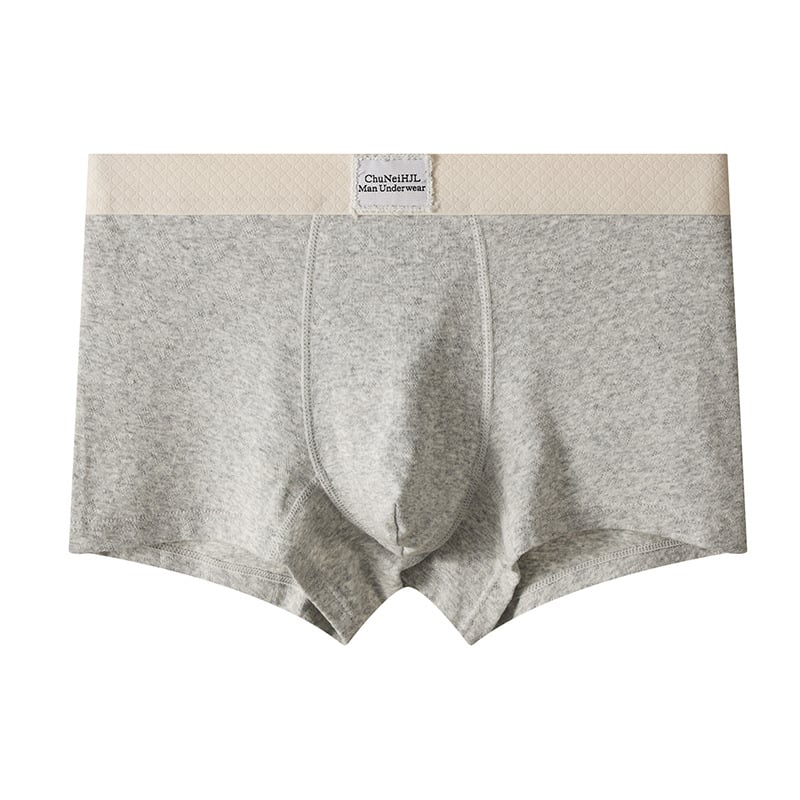 Muške pamučne bokserice s srednjom struku, prozračne, jednobojni uzorak