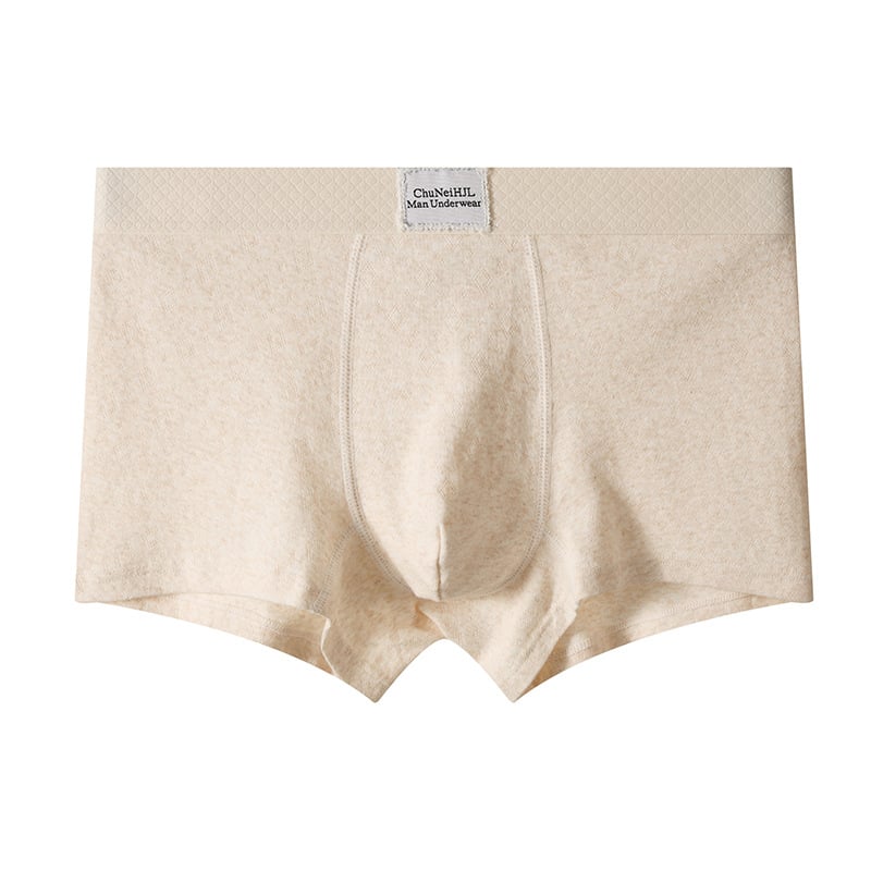 Muške pamučne bokserice s srednjom struku, prozračne, jednobojni uzorak