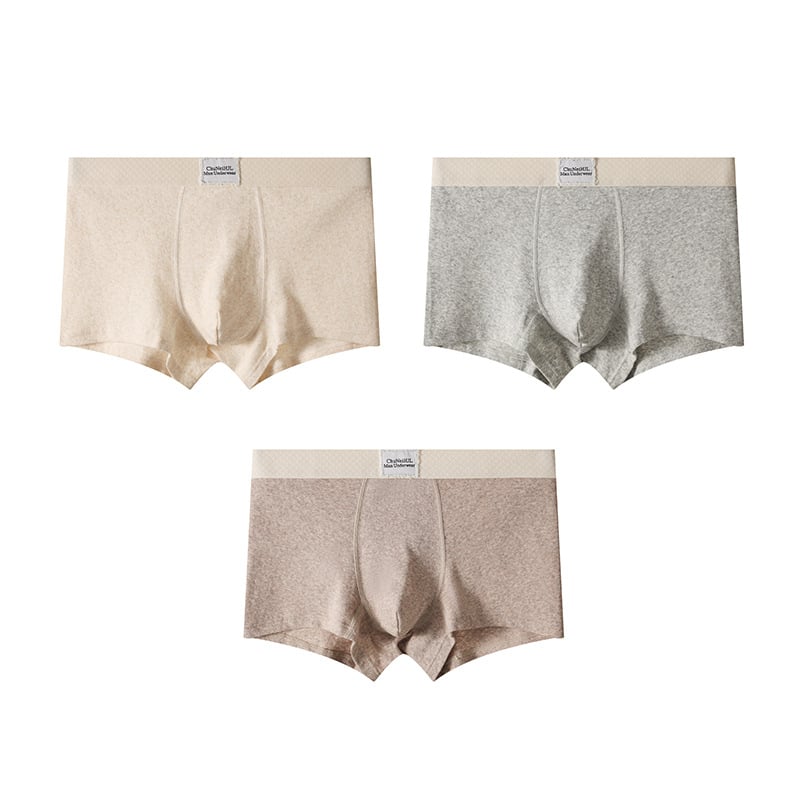 Muške pamučne bokserice s srednjom struku, prozračne, jednobojni uzorak